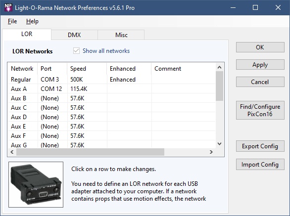 Multiple COM ports assigned to various Light-O-Rama networks