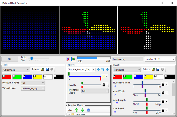 A transition from the left effect to the right effect, with a blended area in the middle. A transition from the left effect to the right effect, with a blended area in the middle.