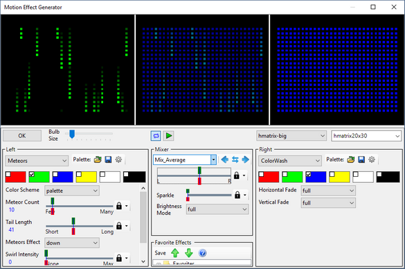 A 50% mix of left and right, leaves both effects dimmed in the combined effect. A 50% mix of left and right, leaves both effects dimmed in the combined effect.