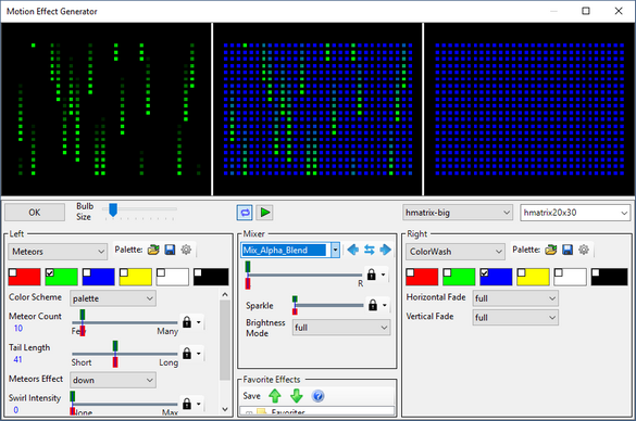With Mix Alpha Blend, the tails of the green meteors are properly blended with the blue background. With Mix Alpha Blend, the tails of the green meteors are properly blended with the blue background.