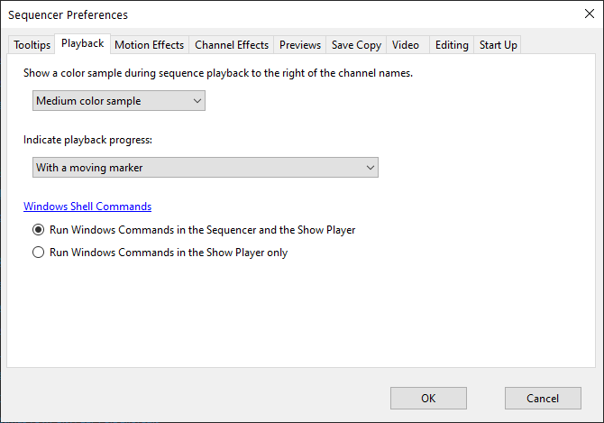 Sequencer Preferences - Playback Tab