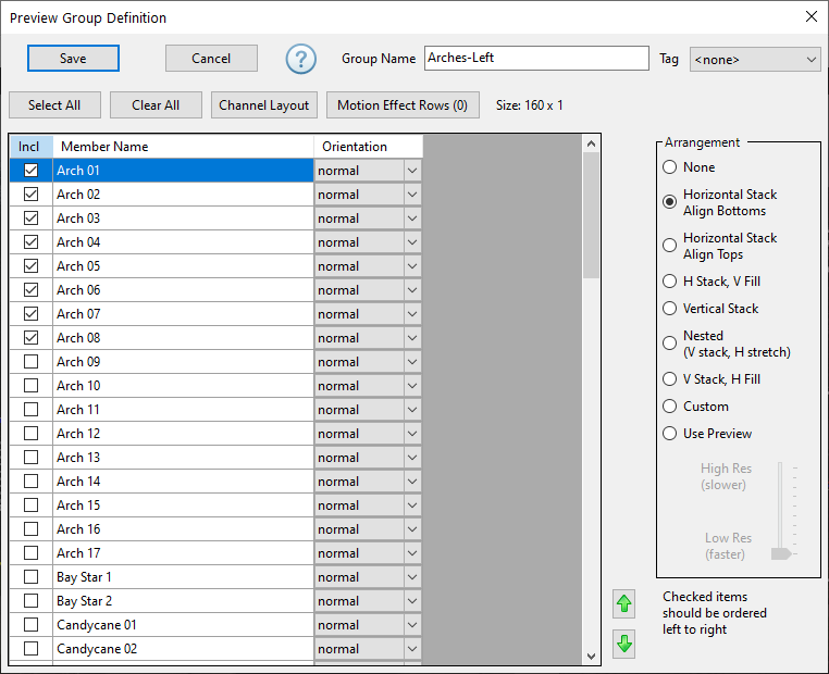 Preview Group Definition Window