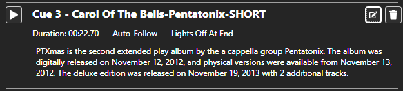 A cue that is not playing