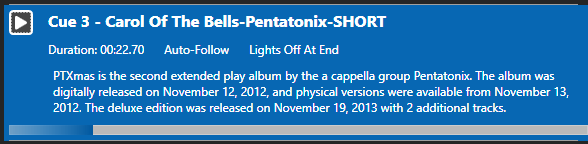 A cue item while playing