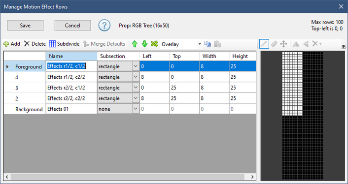 Result of subdividing the pixel tree into 4 sections