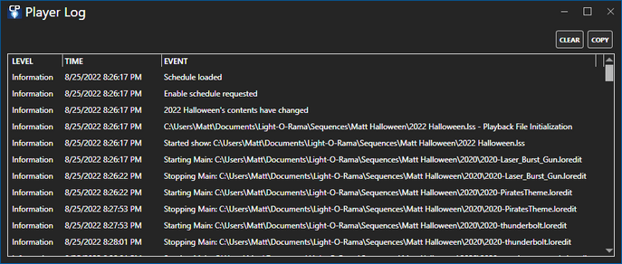The Player Log