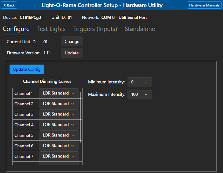 AC configuration screen