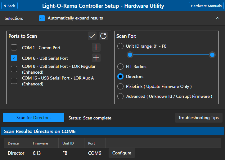 Scan result for a Director