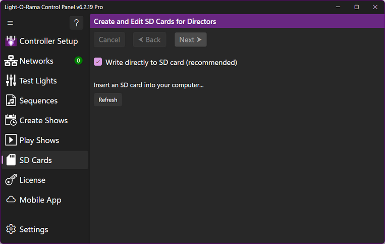The initial step in the SD Cards section