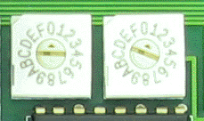 Rotary switches: this pair is set to Unit ID 01