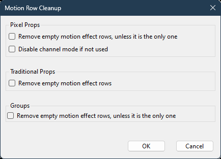 The Motion Row Cleanup dialog