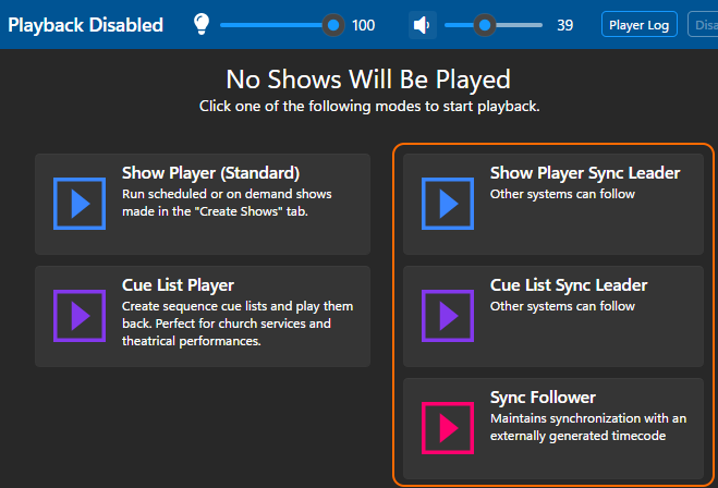 Playback Disabled screen - with Time Code Sync enabled