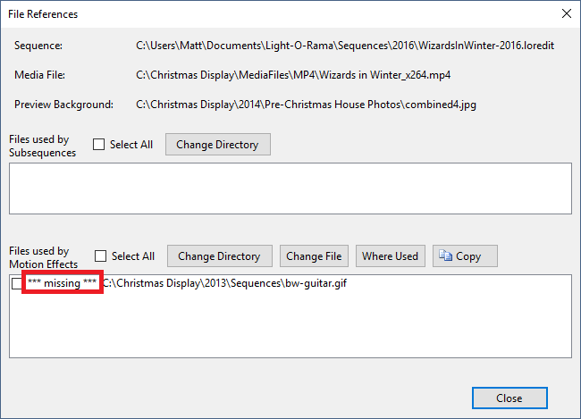 The File References dialog
