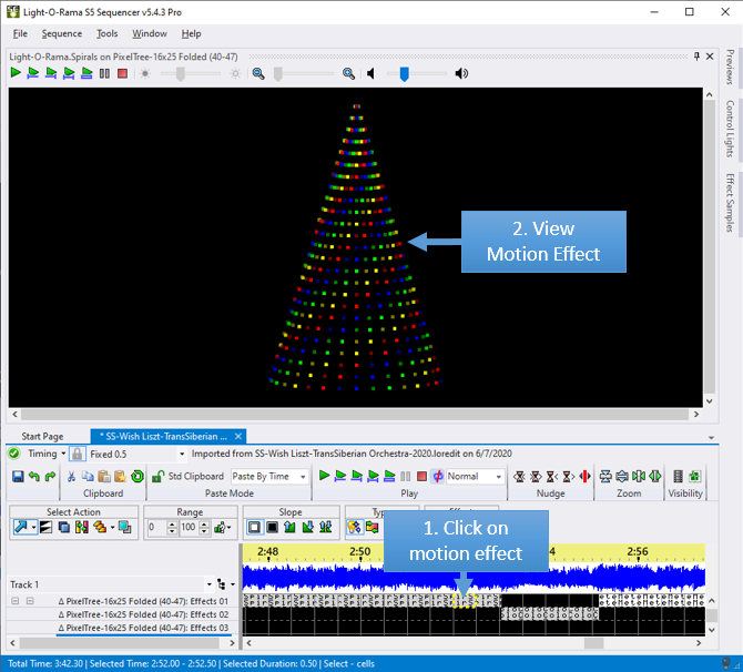 The Playback Window displaying a motion effect