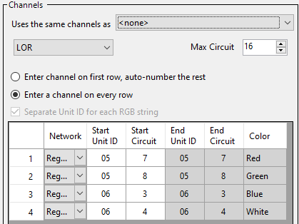 This prop uses 2 channels on controller 05 and 2 channels on controller 06