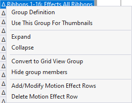 Menu for a preview group