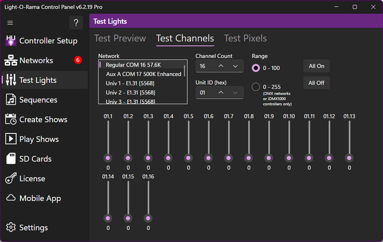 Test channels