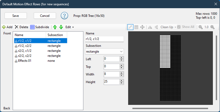 Result of subdividing the pixel tree into 4 sections