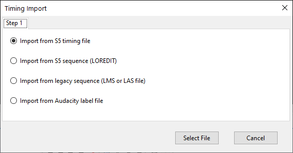 Timing grid import - source selection