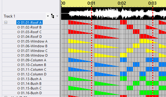 A sequence with a freeform play range from 1 to 3 seconds