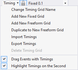 The Toolbar's Timing Grid Menu