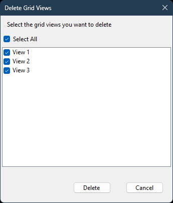 The Delete Grid Views dialog