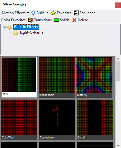 The Effect Samples window displaying motion effects