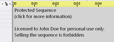 What the user sees when they open the protected sequence (with the supplementary text entered above)