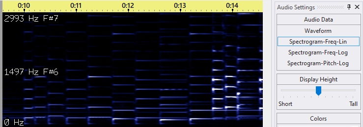 Audio displayed as a spectrogram with a linear vertical scale (requires Pro license)