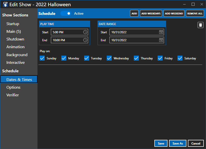 The LightORama Software Package > Control Panel > Create Shows > Add or Edit a Show