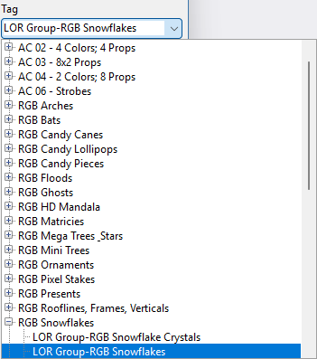 Preview Tag selection