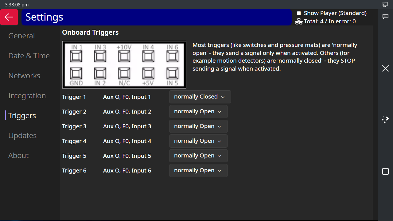 Settings > Triggers