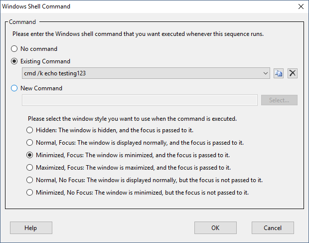 The Windows Shell Command dialog