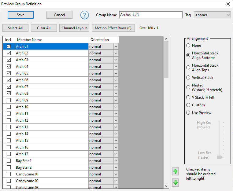 Preview Group Definition Window