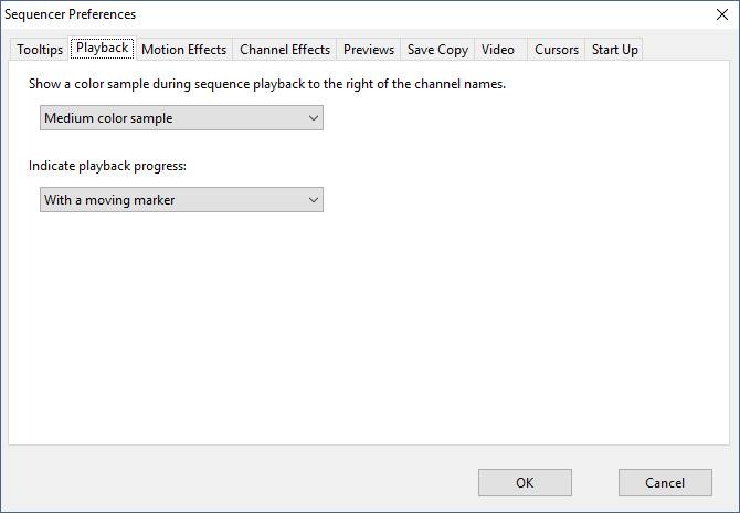 Sequencer Preferences - Playback Tab