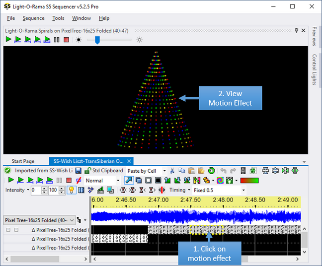 The Playback Window displaying a motion effect