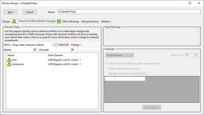 The Channel Conflicts & Bulk Changes tab