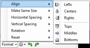 Format menu with Align submenu open