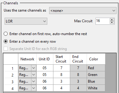 This prop uses 2 channels on controller 05 and 2 channels on controller 06