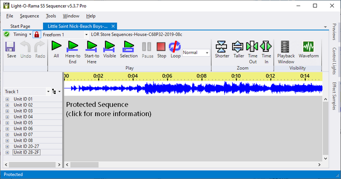 A protected sequence, as displayed in the Sequencer