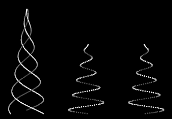 Spiral Trees: 1 with 3 strings, and 2 with 1 string