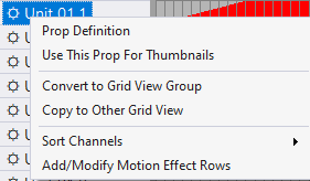 Menu for a regular channel or RGB channel in the "Show All Items" grid view