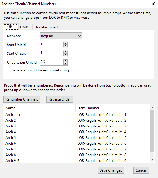 After pressing the Renumber Channels button After pressing the Renumber Channels button