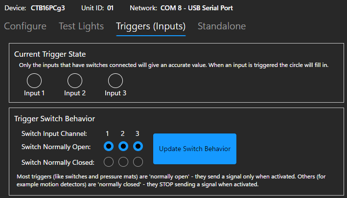 Trigger configuration and test