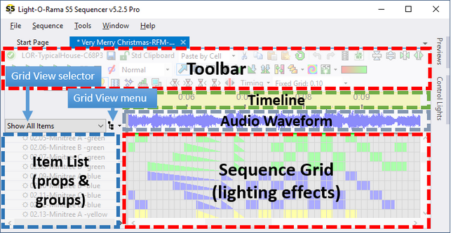 Sequential Grid The Light-O-Rama Software Package > Sequencer > Sequence Tab > Item ...