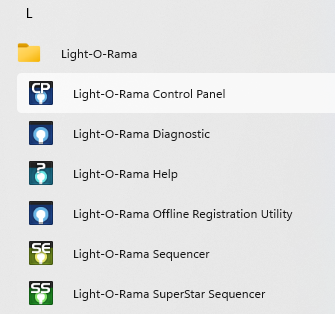 Run the Light-O-Rama Control Panel from your computer's Start menu Run the Light-O-Rama Control Panel from your computer's Start menu