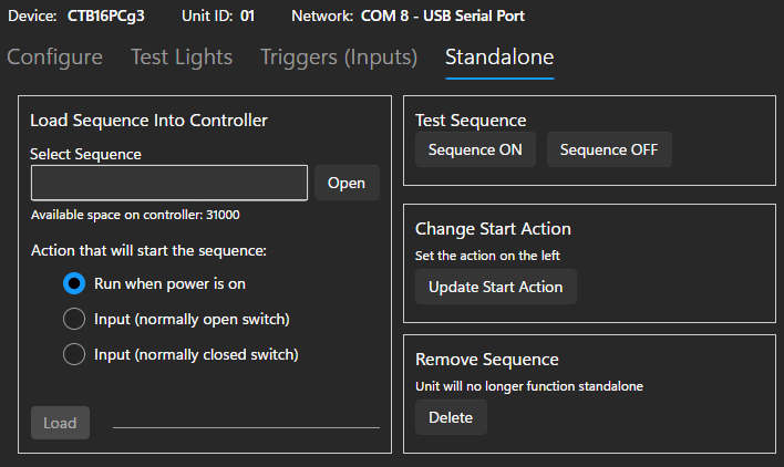 The Standalone Sequence tab