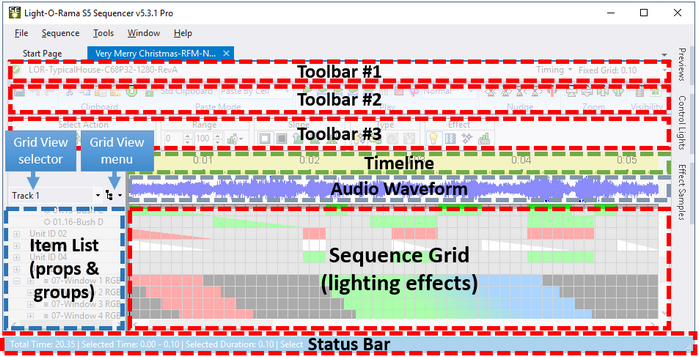 Areas within the Sequence Tab
