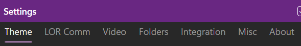 The Settings tabs The Settings tabs