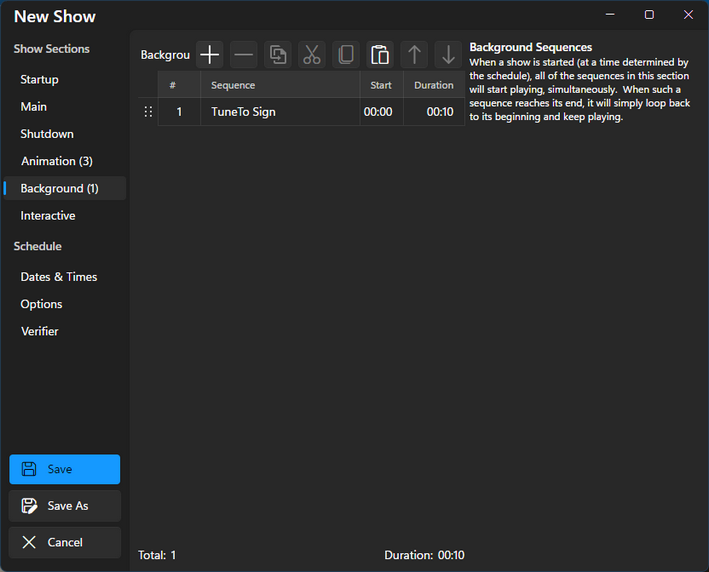 The Background section, with a single sequence The Background section, with a single sequence
